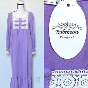 NWT Purple Maxi Nightgown with Crochet Lace